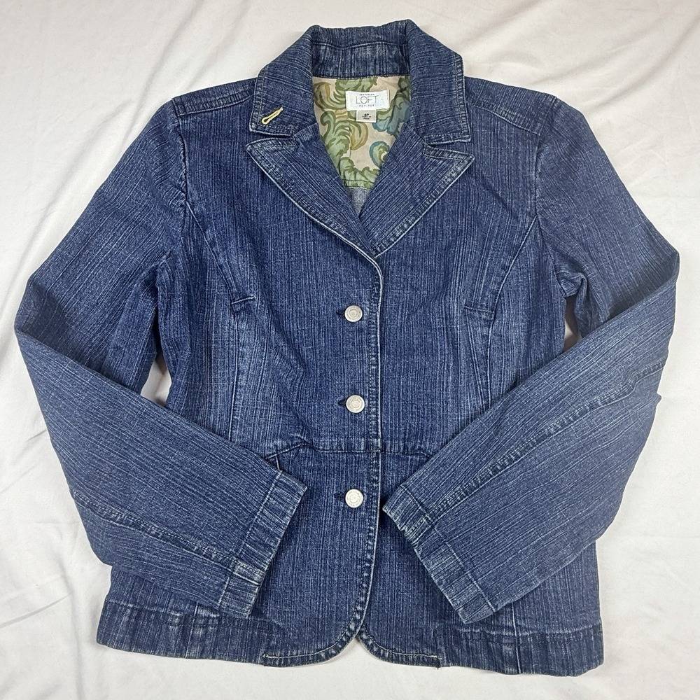 Ann Taylor Loft Fitted Blue Denim Blazer Size 6P